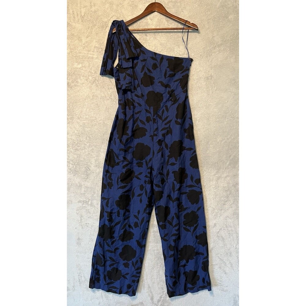 NWOT~ Kate Spade sz 10 Classic Rose Floral Navy/Black Jumpsuit one shoulder bow